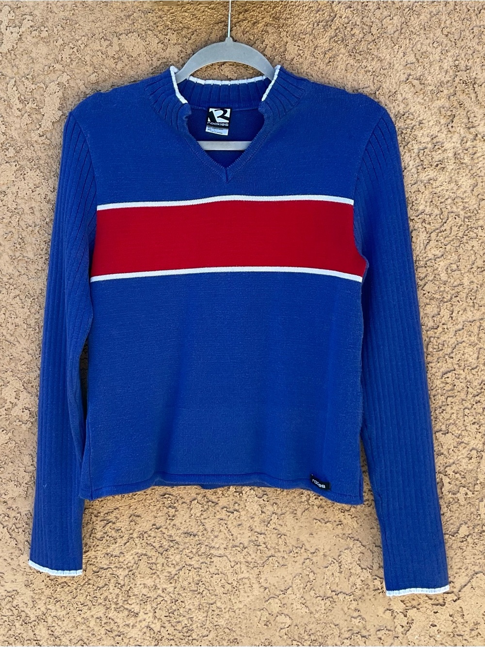 Vintage Rockies Sweater 90s Y2k Large Pullover Retro Western Preppy Vneck Rare